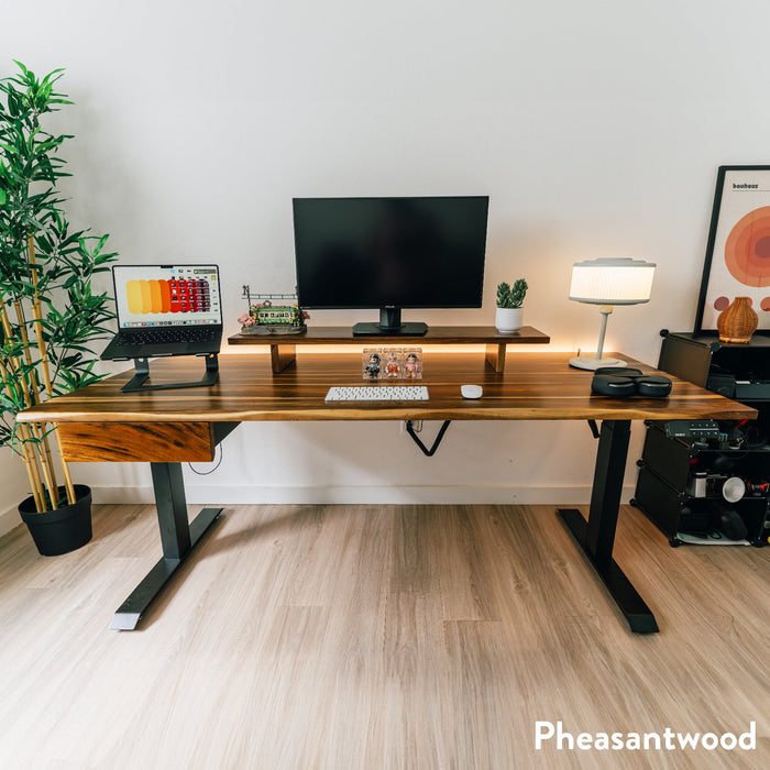 Desky Dual Hardwood Standing Desk With Drawer