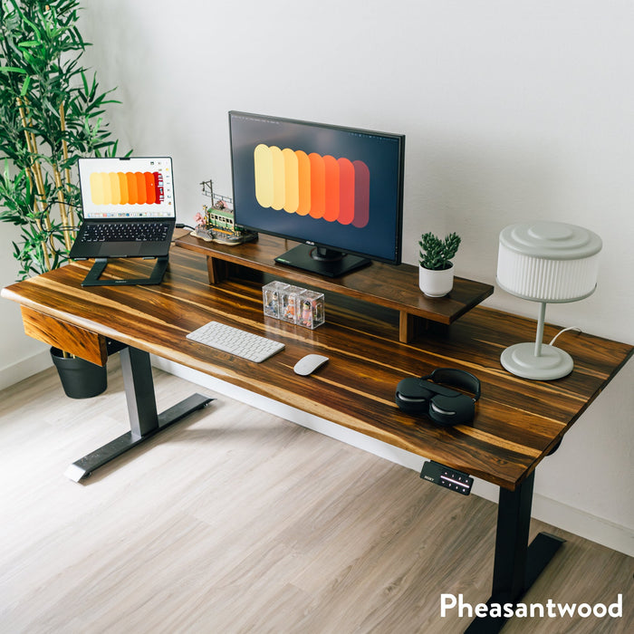 Desky Dual Hardwood Standing Desk With Drawer