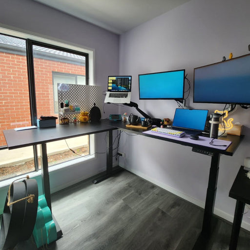 Desky L-Shape Laminate Sit Stand Desk
